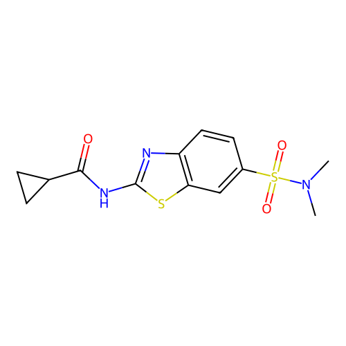 N-[6-(dimethylsulfamoyl)-1,3-benzothiazol-2-yl]cyclopropanecarboxamide structure