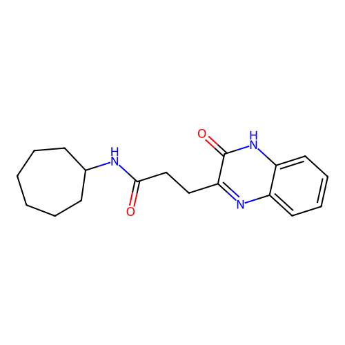 N-cycloheptyl-3-(3-hydroxyquinoxalin-2-yl)propanamide structure