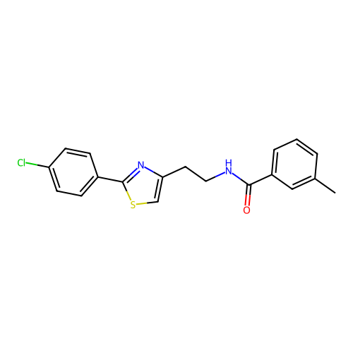 N-{2-[2-(4-chlorophenyl)-1,3-thiazol-4-yl]ethyl}-3-methylbenzamide structure
