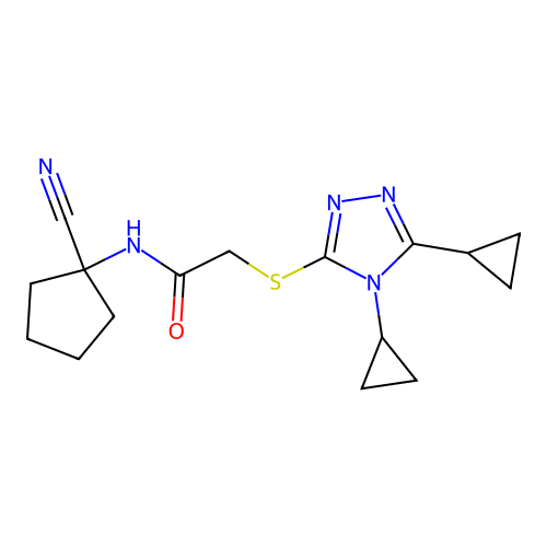 N-(1-cyanocyclopentyl)-2-[(4,5-dicyclopropyl-1,2,4-triazol-3-yl)sulfanyl]acetamide structure