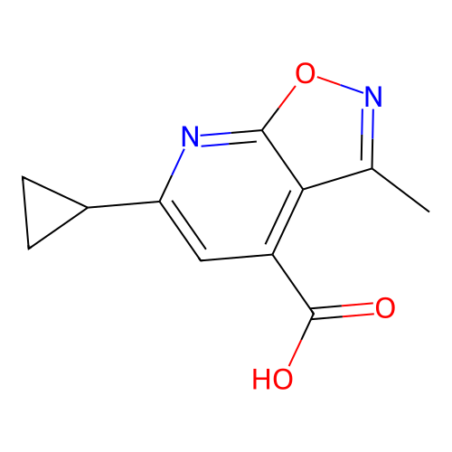 6-Cyclopropyl-3-methyl-(1,2)oxazolo(5,4-b)pyridine-4-carboxylic acid structure