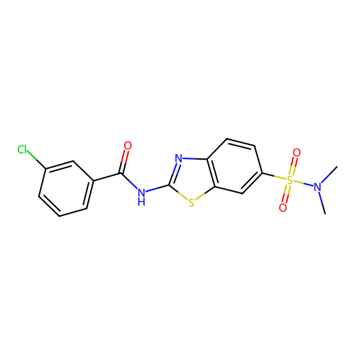 3-chloro-N-[6-(dimethylsulfamoyl)-1,3-benzothiazol-2-yl]benzamide structure