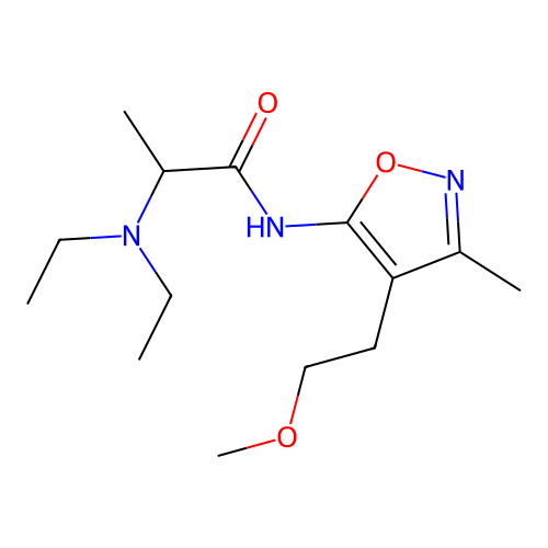 Propionamide, 2-(diethylamino)-N-(4-(2-methoxyethyl)-3-methyl-5-isoxazolyl)- structure
