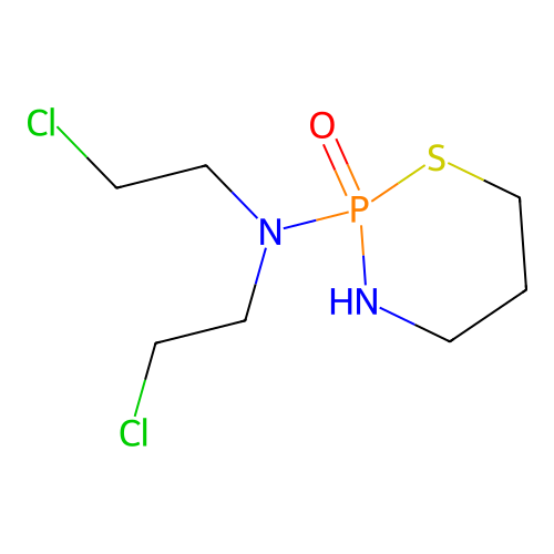N,N-bis(2-chloroethyl)-2-oxo-1,3,2lambda5-thiazaphosphinan-2-amine structure
