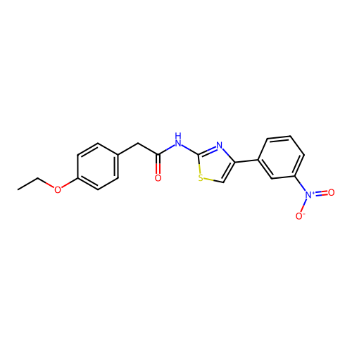 2-(4-ethoxyphenyl)-N-[4-(3-nitrophenyl)-1,3-thiazol-2-yl]acetamide structure