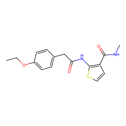 2-(2-(4-ethoxyphenyl)acetamido)-N-methylthiophene-3-carboxamide structure