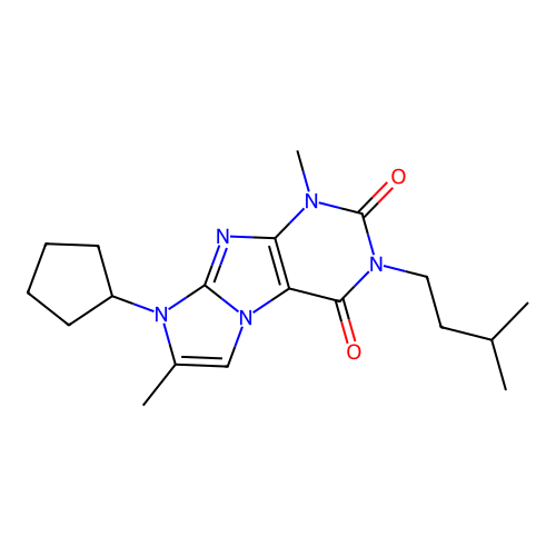 6-Cyclopentyl-4,7-dimethyl-2-(3-methylbutyl)purino[7,8-a]imidazole-1,3-dione structure