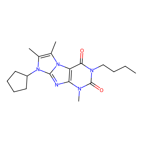 2-Butyl-6-cyclopentyl-4,7,8-trimethylpurino[7,8-a]imidazole-1,3-dione structure