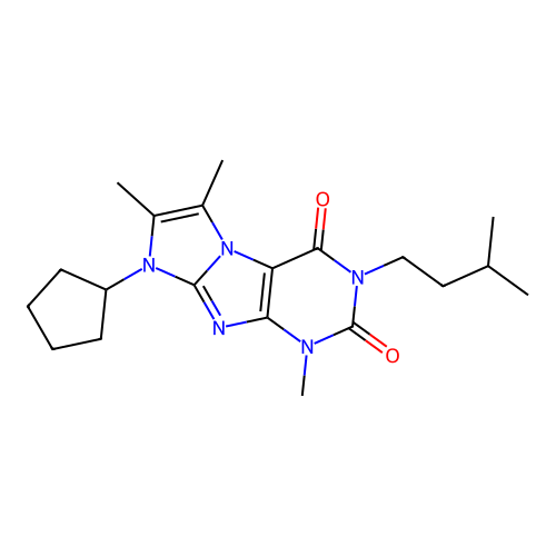 6-Cyclopentyl-4,7,8-trimethyl-2-(3-methylbutyl)purino[7,8-a]imidazole-1,3-dione structure