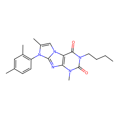 2-Butyl-6-(2,4-dimethylphenyl)-4,7-dimethylpurino[7,8-a]imidazole-1,3-dione structure