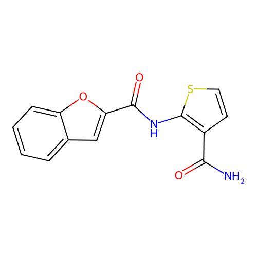 N-(3-carbamoylthiophen-2-yl)-1-benzofuran-2-carboxamide structure