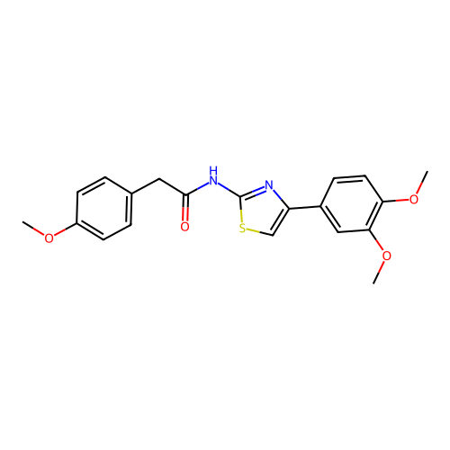 N-[4-(3,4-dimethoxyphenyl)-1,3-thiazol-2-yl]-2-(4-methoxyphenyl)acetamide structure
