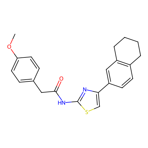 2-(4-methoxyphenyl)-N-[4-(5,6,7,8-tetrahydronaphthalen-2-yl)-1,3-thiazol-2-yl]acetamide structure