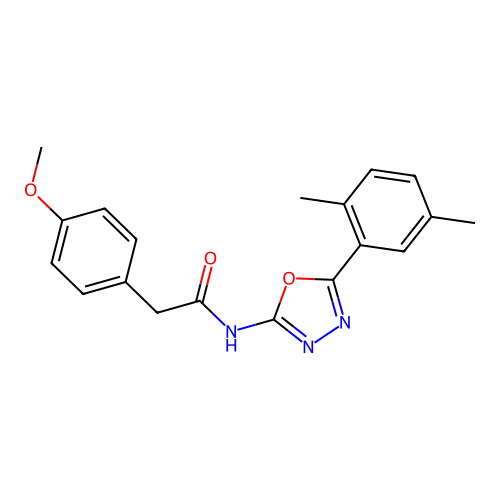 N-[5-(2,5-dimethylphenyl)-1,3,4-oxadiazol-2-yl]-2-(4-methoxyphenyl)acetamide structure