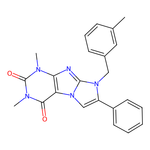 2,4-Dimethyl-6-[(3-methylphenyl)methyl]-7-phenylpurino[7,8-a]imidazole-1,3-dione structure