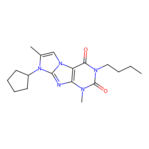 2-Butyl-6-cyclopentyl-4,7-dimethylpurino[7,8-a]imidazole-1,3-dione structure