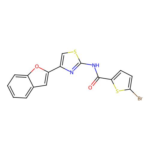 N-[4-(1-benzofuran-2-yl)-1,3-thiazol-2-yl]-5-bromothiophene-2-carboxamide structure