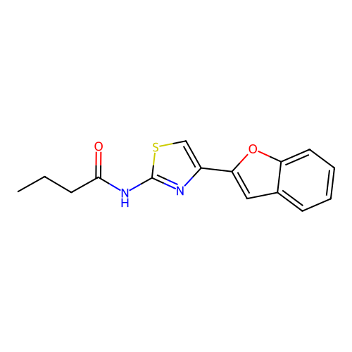 N-[4-(1-benzofuran-2-yl)-1,3-thiazol-2-yl]butanamide structure