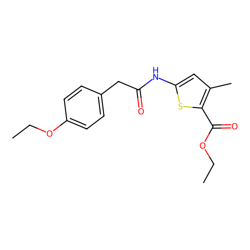 Ethyl 5-[2-(4-ethoxyphenyl)acetamido]-3-methylthiophene-2-carboxylate structure