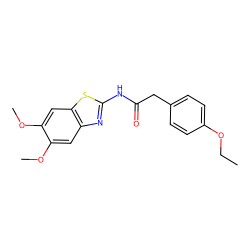 N-(5,6-dimethoxy-1,3-benzothiazol-2-yl)-2-(4-ethoxyphenyl)acetamide structure