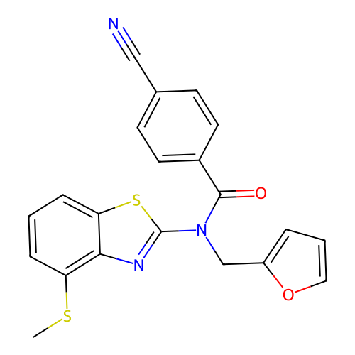 4-cyano-N-(furan-2-ylmethyl)-N-(4-(methylthio)benzo[d]thiazol-2-yl)benzamide structure