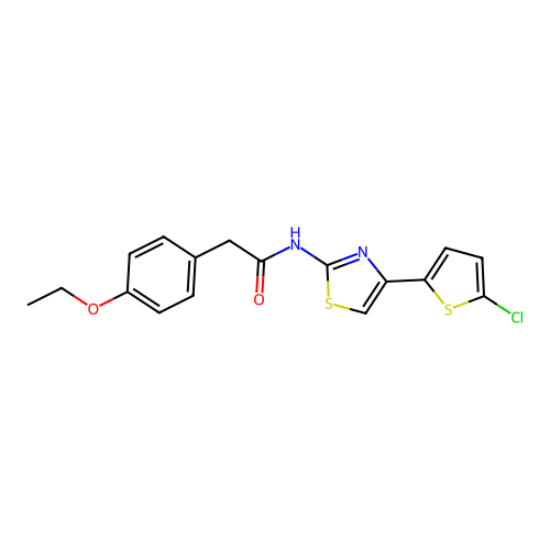 N-[4-(5-chlorothiophen-2-yl)-1,3-thiazol-2-yl]-2-(4-ethoxyphenyl)acetamide structure