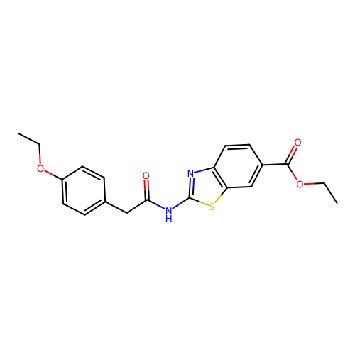 Ethyl 2-(2-(4-ethoxyphenyl)acetamido)benzo[d]thiazole-6-carboxylate structure