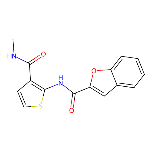 N-[3-(methylcarbamoyl)thiophen-2-yl]-1-benzofuran-2-carboxamide structure