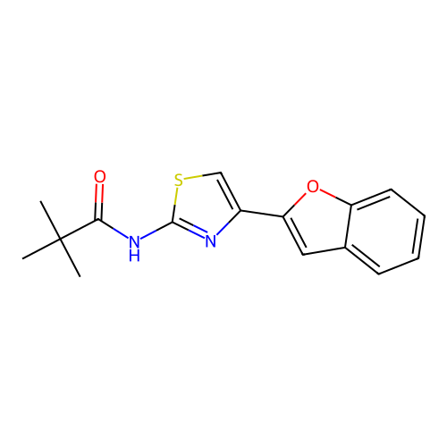 N-[4-(1-benzofuran-2-yl)-1,3-thiazol-2-yl]-2,2-dimethylpropanamide structure