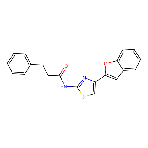 N-[4-(1-benzofuran-2-yl)-1,3-thiazol-2-yl]-3-phenylpropanamide structure