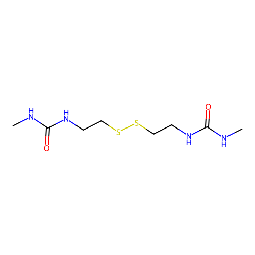 1,1'-(Disulfanediyldiethane-2,1-diyl)bis(3-methylurea) structure