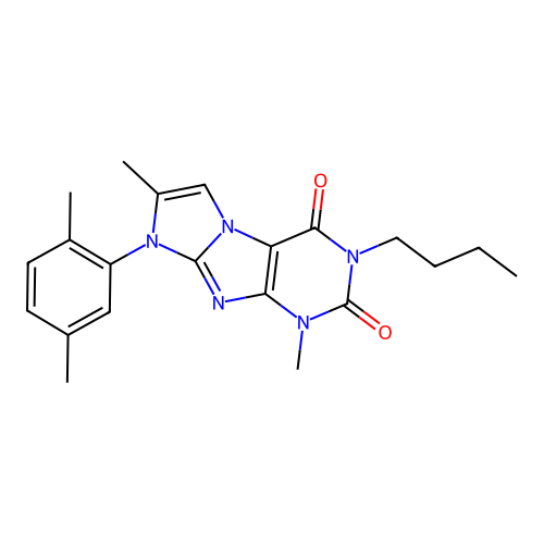 2-Butyl-6-(2,5-dimethylphenyl)-4,7-dimethylpurino[7,8-a]imidazole-1,3-dione structure