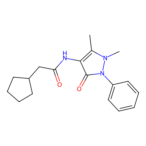 2-cyclopentyl-N-(1,5-dimethyl-3-oxo-2-phenylpyrazol-4-yl)acetamide structure