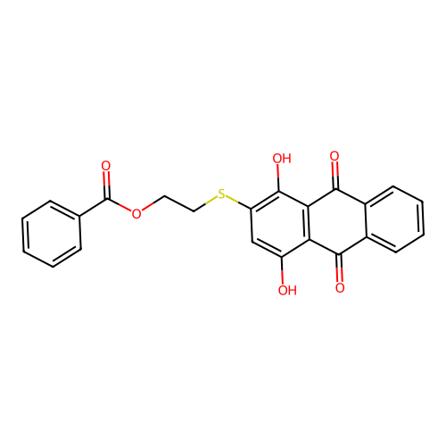 9,10-Anthracenedione, 2-[[2-(benzoyloxy)ethyl]thio]-1,4-dihydroxy- structure