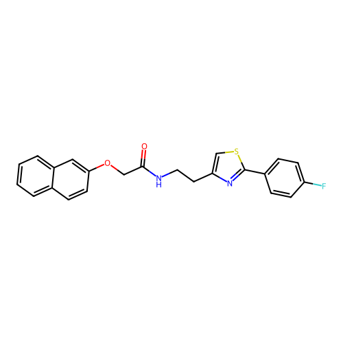 N-(2-(2-(4-fluorophenyl)thiazol-4-yl)ethyl)-2-(naphthalen-2-yloxy)acetamide structure