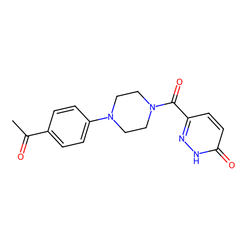6-(4-(4-acetylphenyl)piperazine-1-carbonyl)pyridazin-3(2H)-one structure