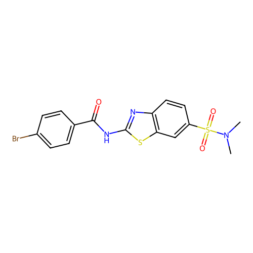 4-bromo-N-[6-(dimethylsulfamoyl)-1,3-benzothiazol-2-yl]benzamide structure