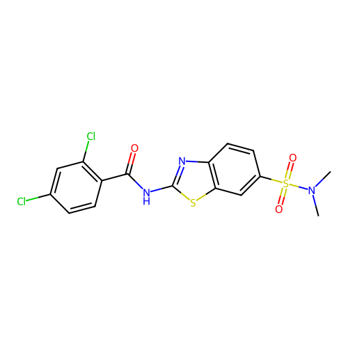 2,4-dichloro-N-[6-(dimethylsulfamoyl)-1,3-benzothiazol-2-yl]benzamide structure