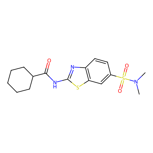 N-[6-(dimethylsulfamoyl)-1,3-benzothiazol-2-yl]cyclohexanecarboxamide structure