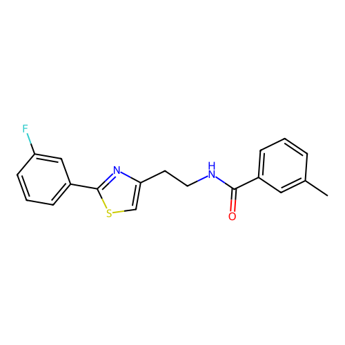 N-{2-[2-(3-fluorophenyl)-1,3-thiazol-4-yl]ethyl}-3-methylbenzamide structure