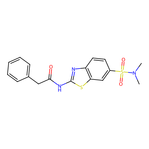N-(6-(N,N-dimethylsulfamoyl)benzo[d]thiazol-2-yl)-2-phenylacetamide structure