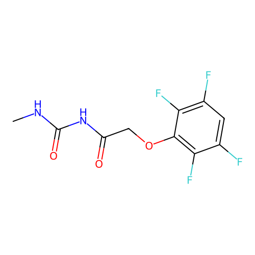 N-(methylcarbamoyl)-2-(2,3,5,6-tetrafluorophenoxy)acetamide structure