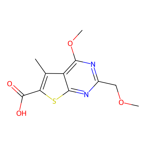 4-Methoxy-2-(methoxymethyl)-5-methylthieno[2,3-d]pyrimidine-6-carboxylic acid structure
