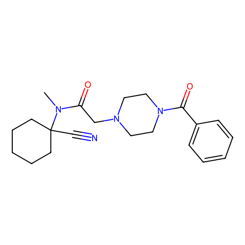 2-(4-benzoylpiperazin-1-yl)-N-(1-cyanocyclohexyl)-N-methylacetamide structure