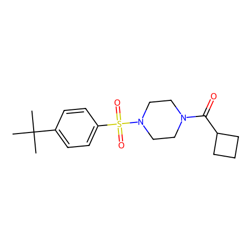 4-(4-Tert-butylphenylsulfonyl)-2-cyclobutylpiperazine-1-carbaldehyde structure