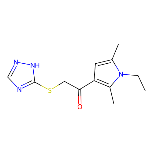 1-(1-ethyl-2,5-dimethyl-1H-pyrrol-3-yl)-2-(4H-1,2,4-triazol-3-ylsulfanyl)ethanone structure