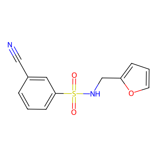 3-cyano-N-(furan-2-ylmethyl)benzenesulfonamide structure