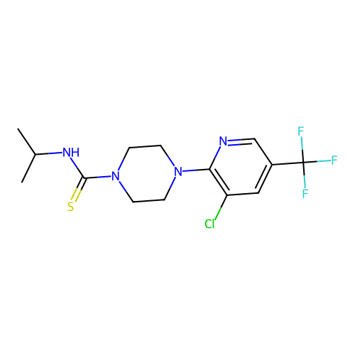 4-[3-chloro-5-(trifluoromethyl)pyridin-2-yl]-N-(propan-2-yl)piperazine-1-carbothioamide structure