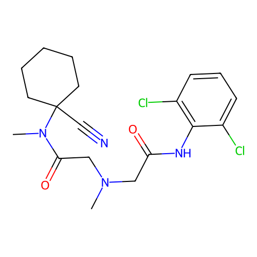 2-[[2-[(1-cyanocyclohexyl)-methylamino]-2-oxoethyl]-methylamino]-N-(2,6-dichlorophenyl)acetamide structure