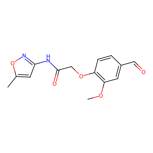 2-(4-formyl-2-methoxyphenoxy)-N-(5-methyl-1,2-oxazol-3-yl)acetamide structure